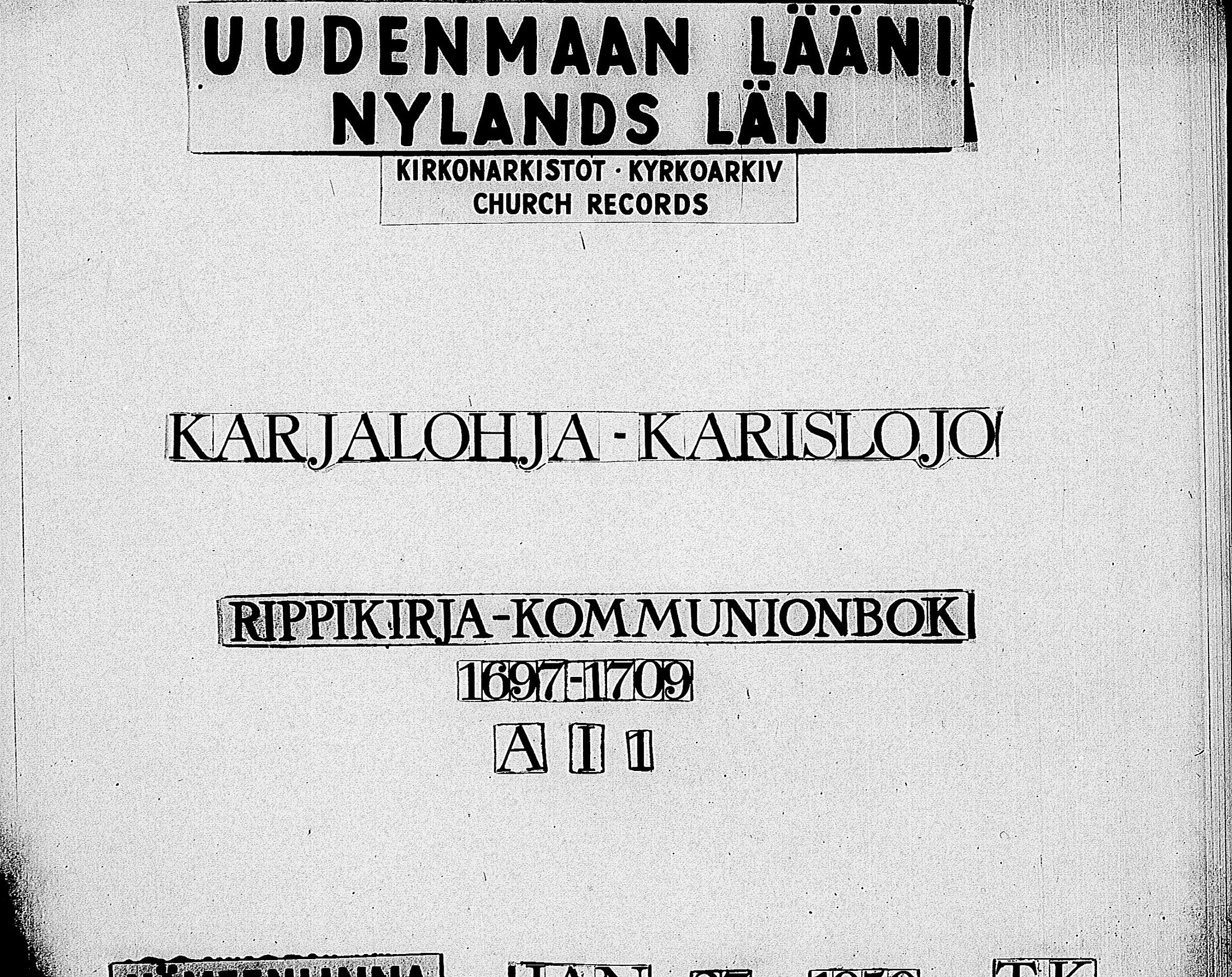 [ ../kirjat/Kirkonkirjat/karjalohja/rippikirja_1697-1709_tk688/kuvat/1.jpg ]