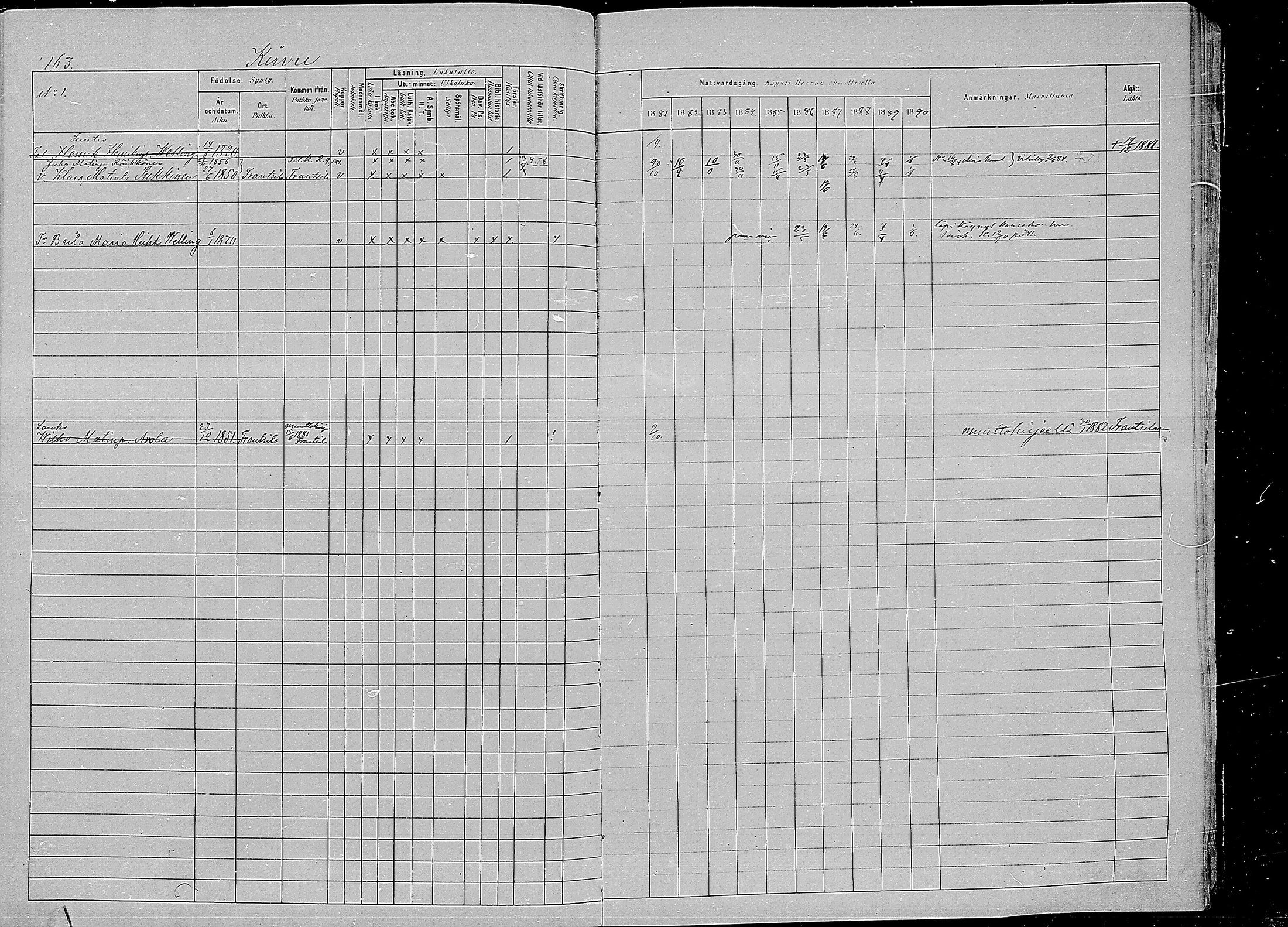[ ../kirjat/Kirkonkirjat/kirvu/rippikirja_1881-1890_mko42-55/kuvat/157.jpg ]