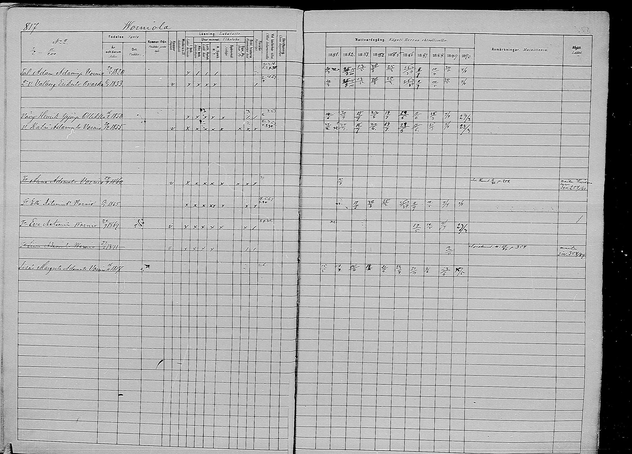 [ ../kirjat/Kirkonkirjat/kirvu/rippikirja_1881-1890_mko56-71/kuvat/407.jpg ]