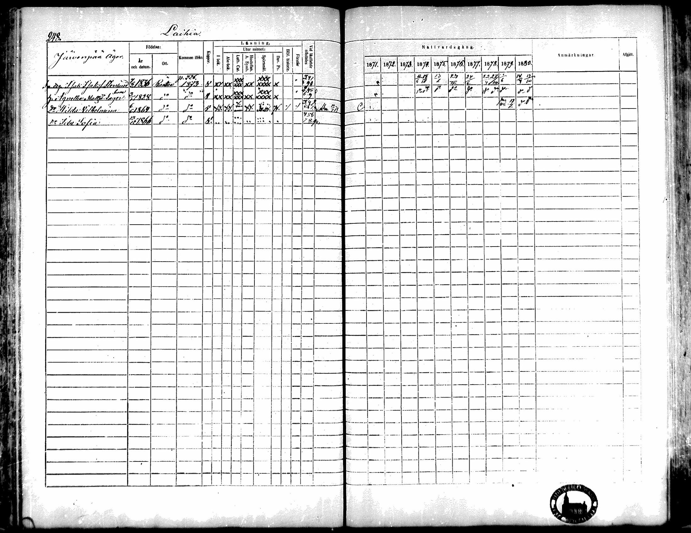 [ ../kirjat/Kirkonkirjat/kiukainen/rippikirja_1871-1880_mko17-32/kuvat/249.jpg ]