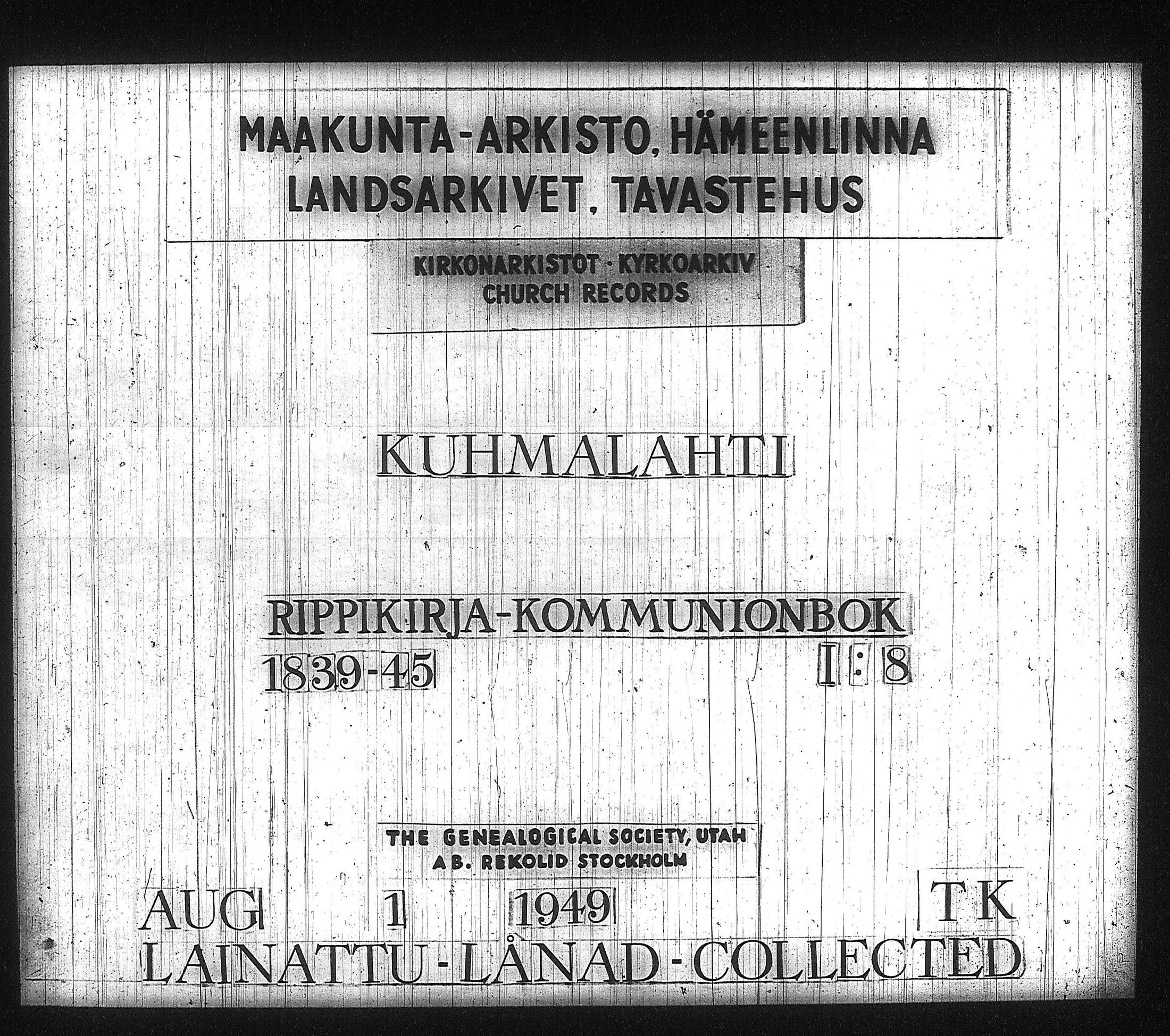 [ ../kirjat/Kirkonkirjat/kuhmalahti/rippikirja_1839-1845_tk143/kuvat/1.jpg ]