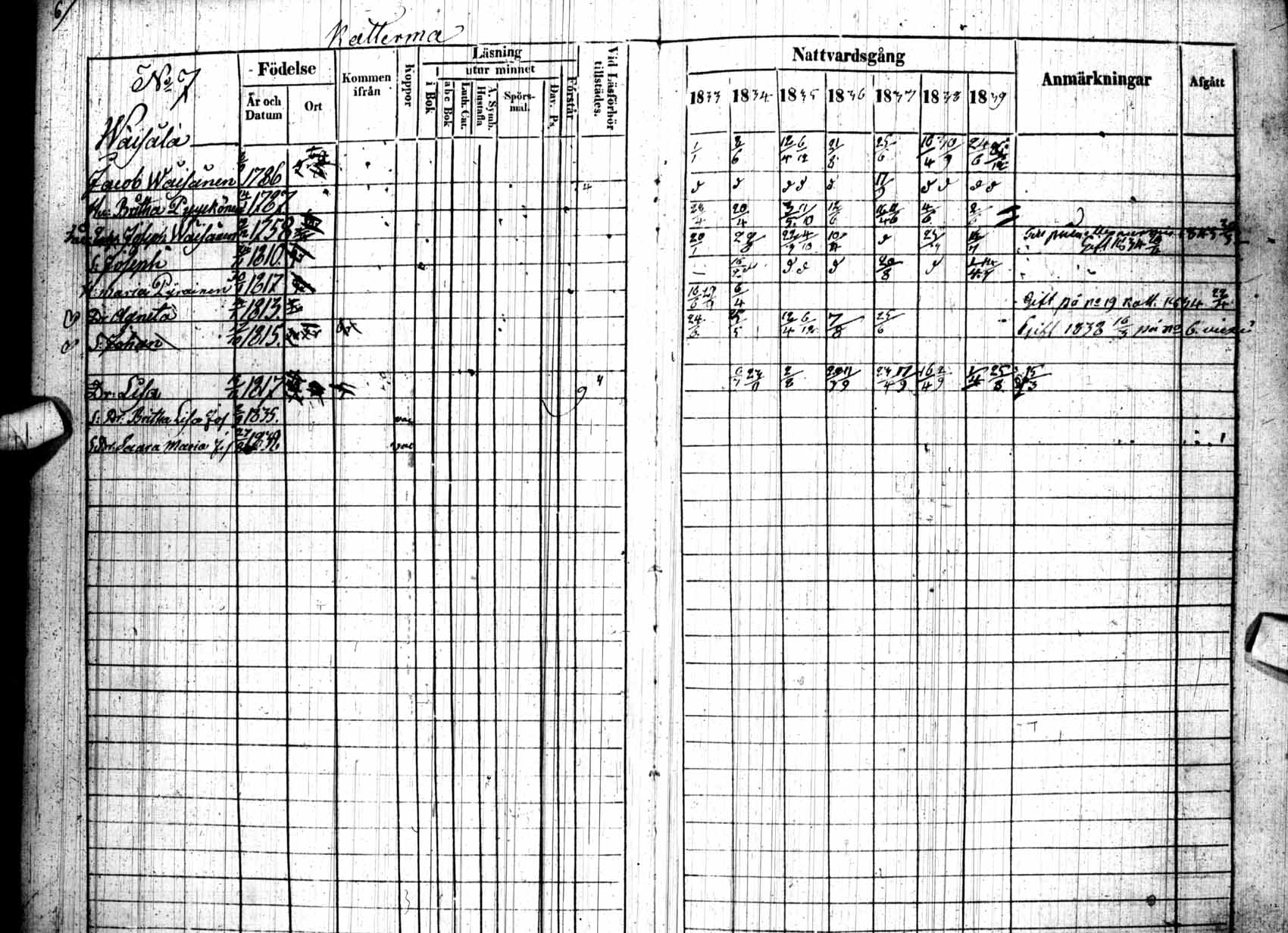 [ ../kirjat/Kirkonkirjat/kuhmo/rippikirja_1833-1839_ik111/kuvat/6.jpg ]