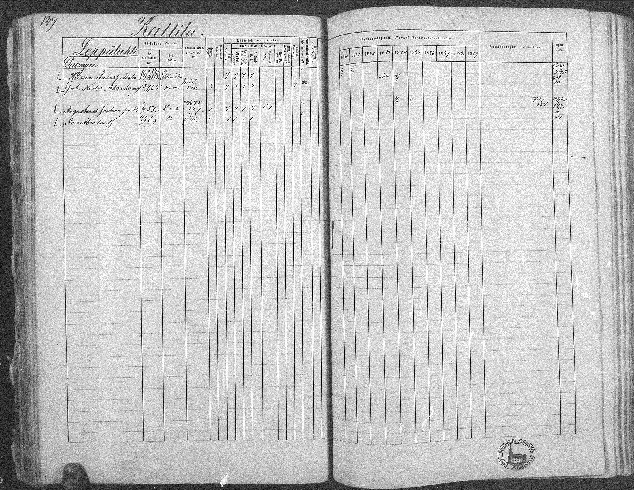 [ ../kirjat/Kirkonkirjat/kuorevesi/rippikirja_1880-1890_mko21-41/kuvat/145.jpg ]
