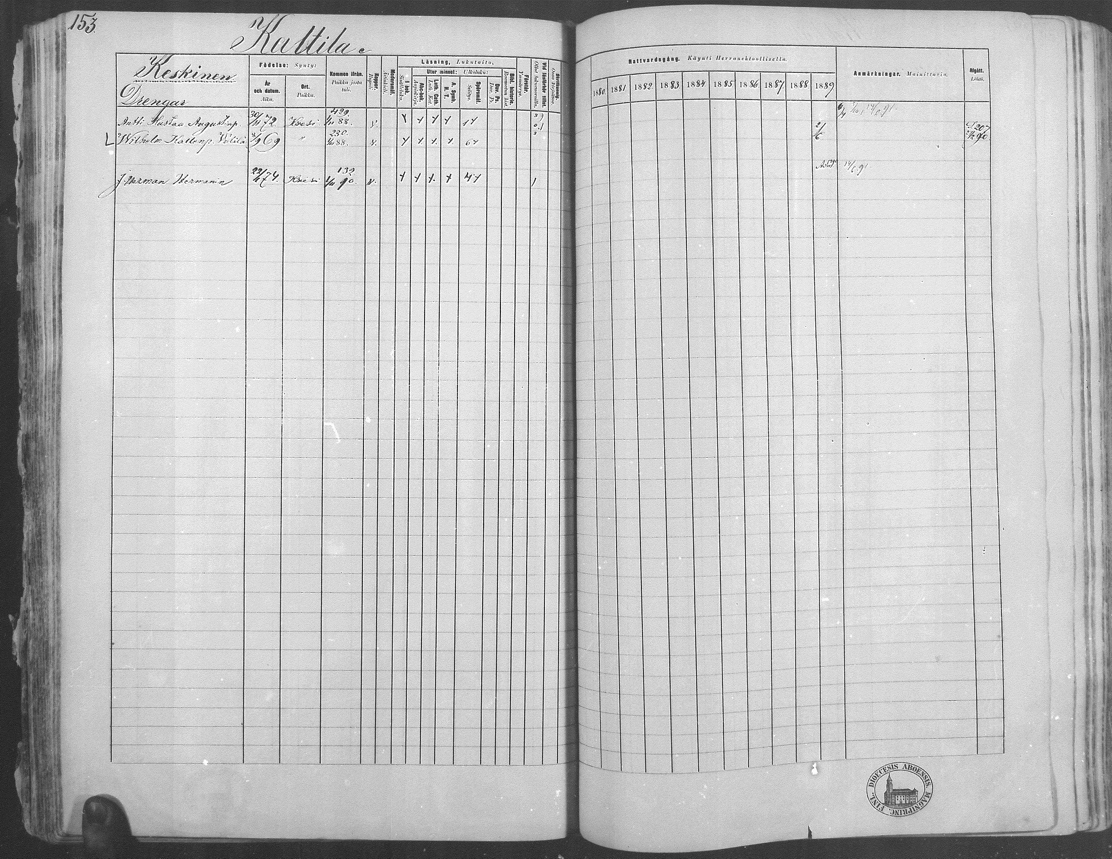 [ ../kirjat/Kirkonkirjat/kuorevesi/rippikirja_1880-1890_mko21-41/kuvat/149.jpg ]