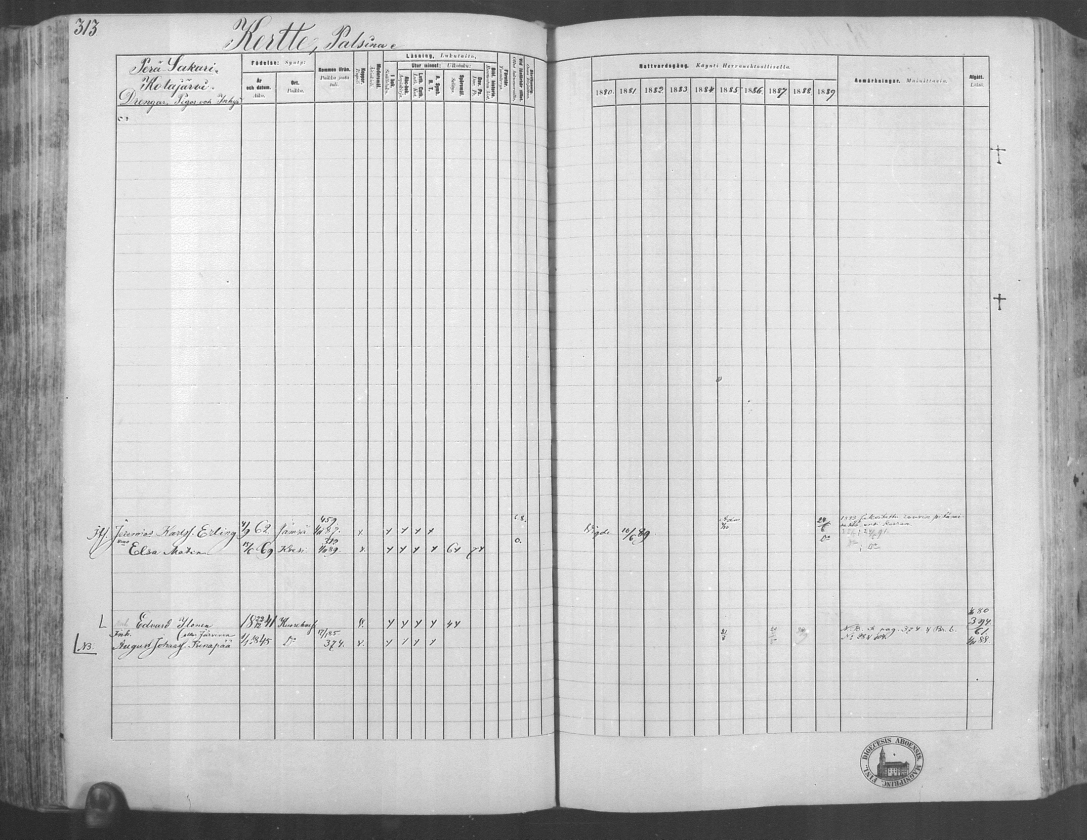 [ ../kirjat/Kirkonkirjat/kuorevesi/rippikirja_1880-1890_mko21-41/kuvat/293.jpg ]
