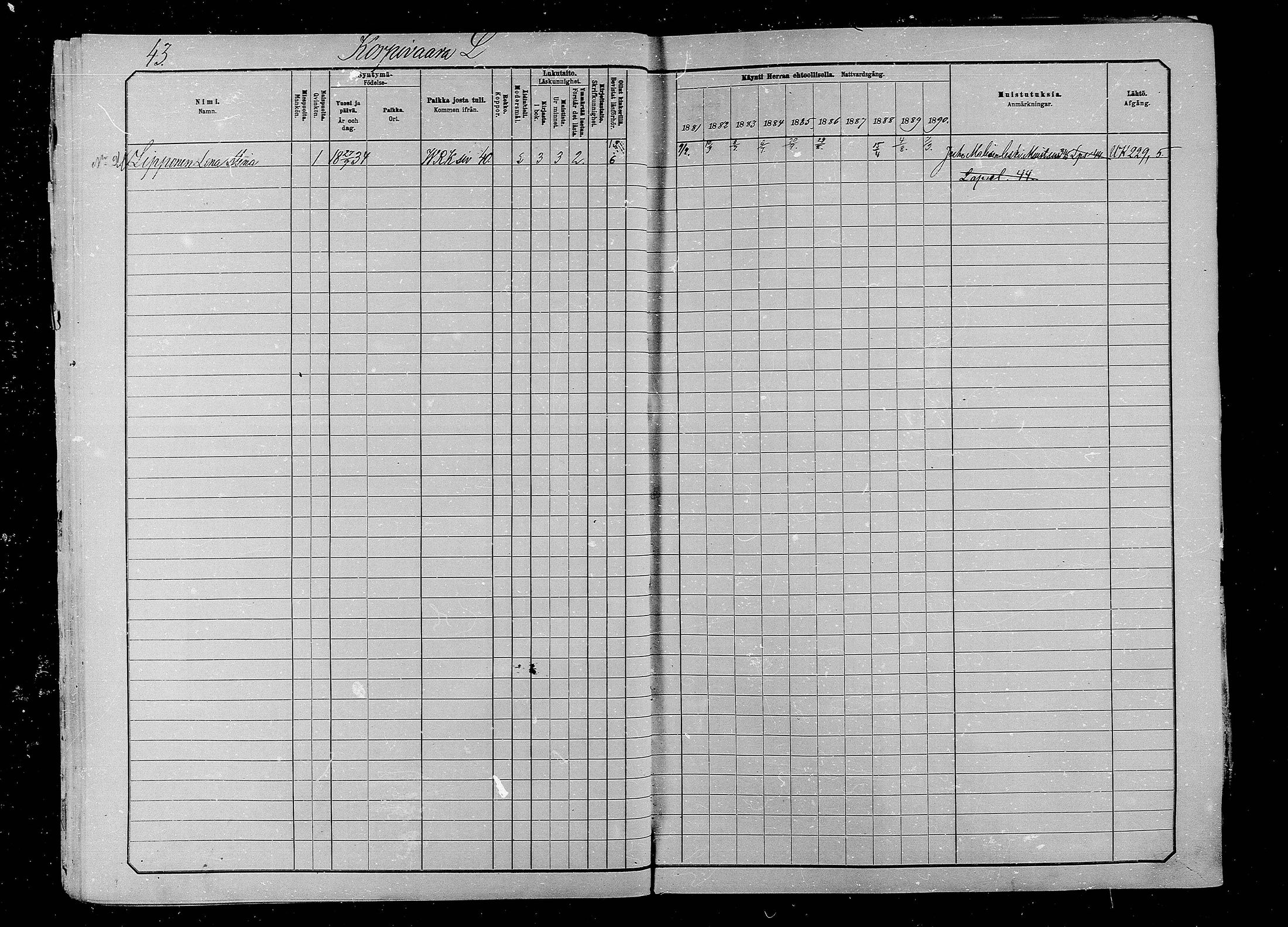[ ../kirjat/Kirkonkirjat/liperi/rippikirja_1880-1890_mko276-288/kuvat/43.jpg ]