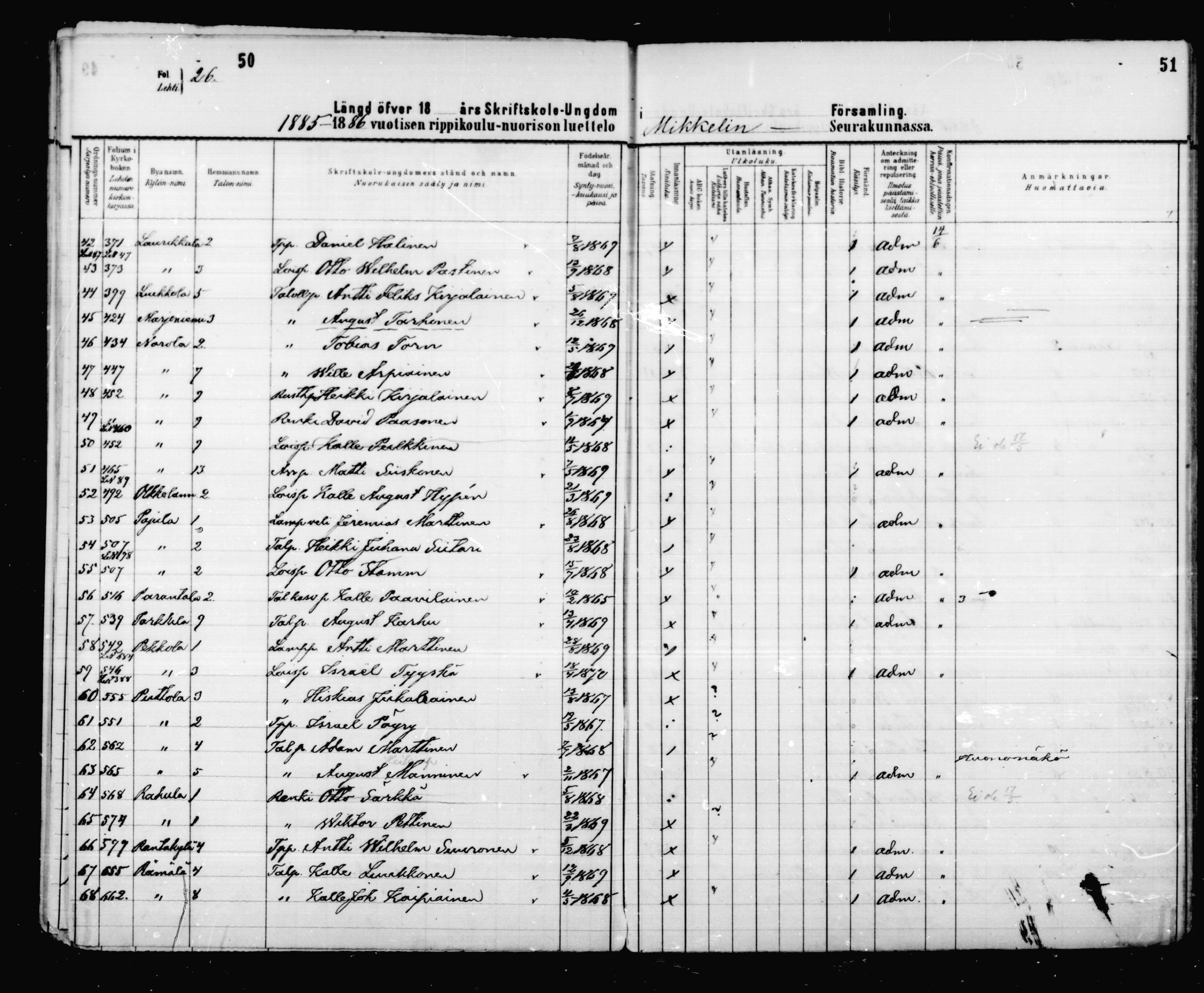 [ ../kirjat/Kirkonkirjat/mikkeli/rippilapset_1883-1891_msrk_mko6-9/kuvat/27.jpg ]