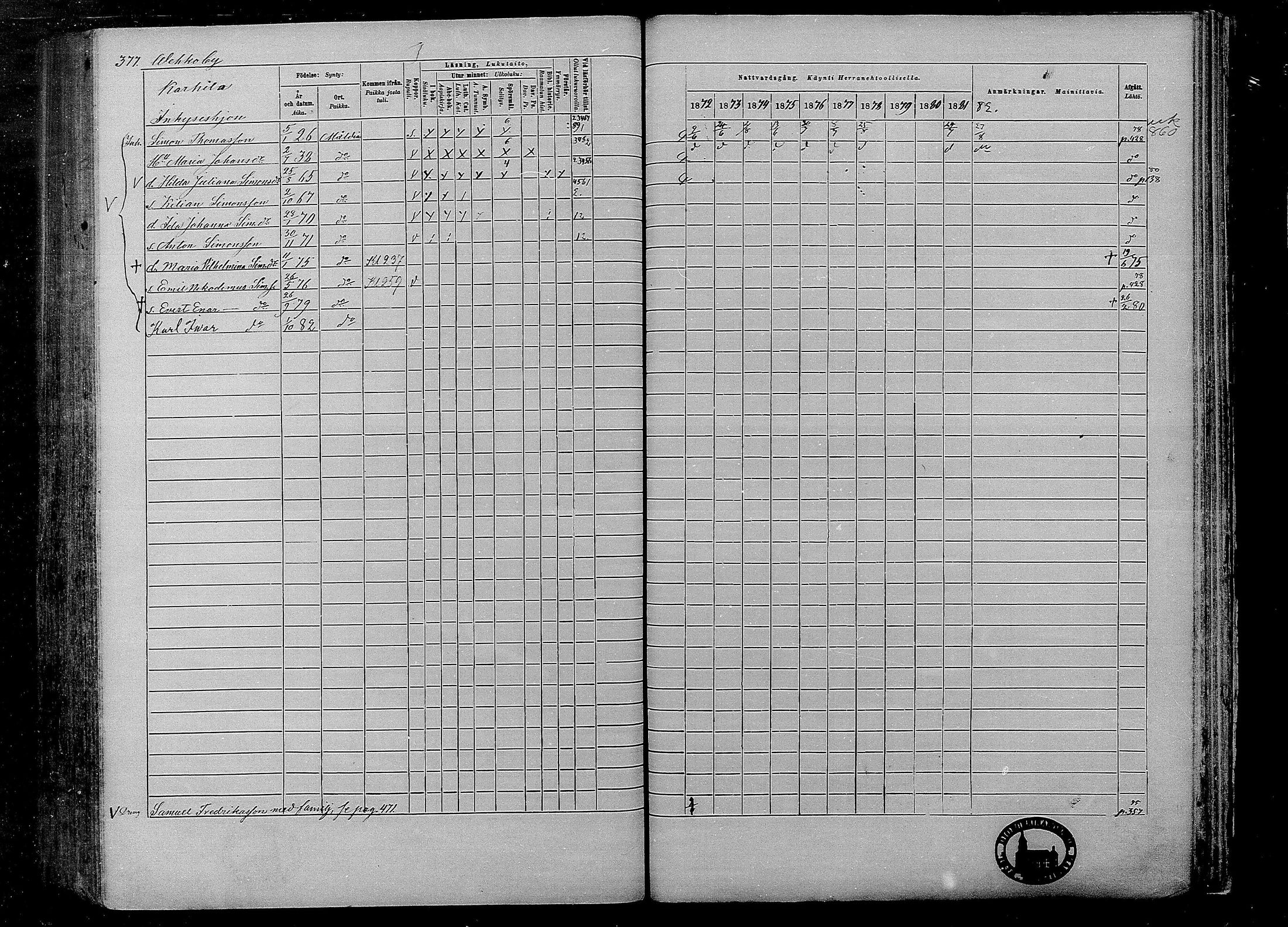 [ ../kirjat/Kirkonkirjat/multia/rippikirja_1872-1881_mko1-16/kuvat/377.jpg ]
