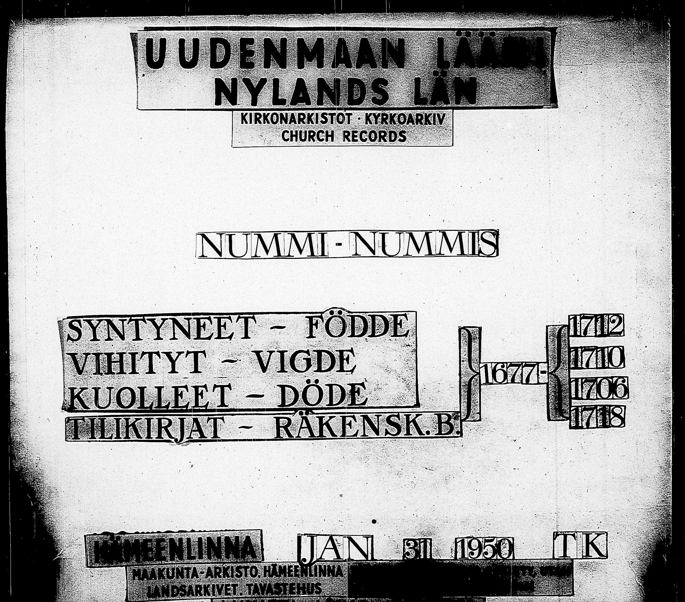 [ ../kirjat/Kirkonkirjat/nummi/syntyneet-vihityt-kuolleet_1677-1712_tk703/kuvat/1.jpg ]