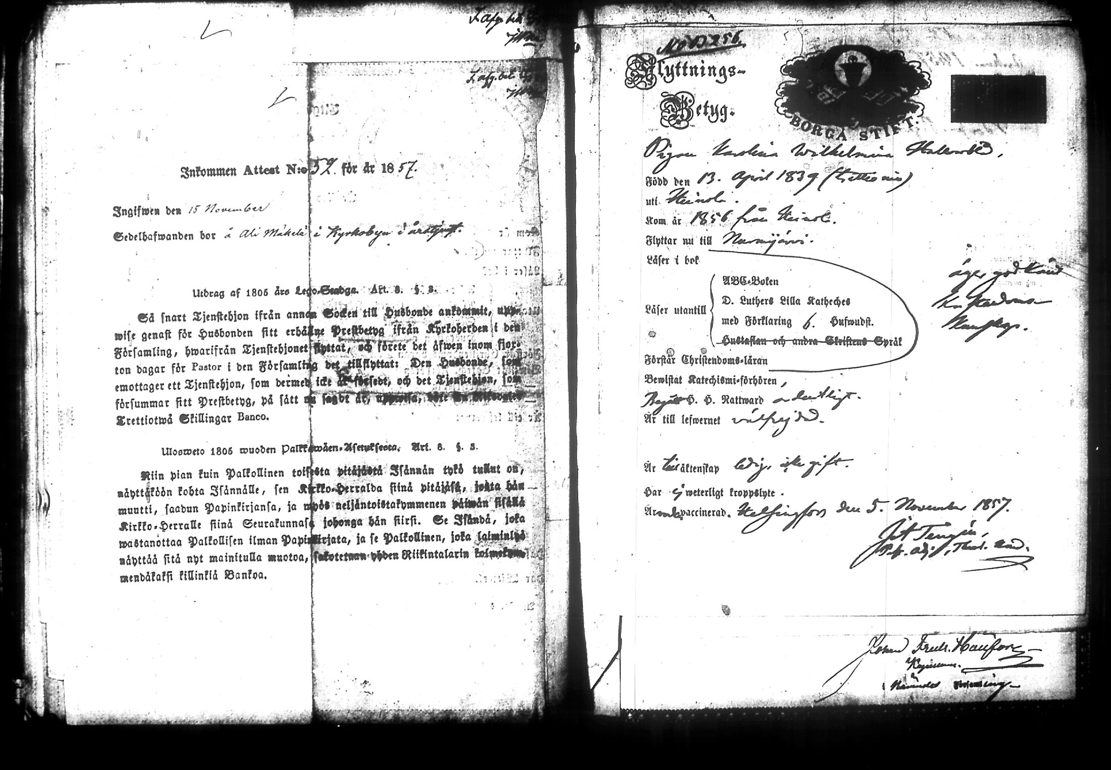 [ ../kirjat/Kirkonkirjat/nurmijarvi/muuttokirjoja_1857-1861_tk350-351/kuvat/64.jpg ]