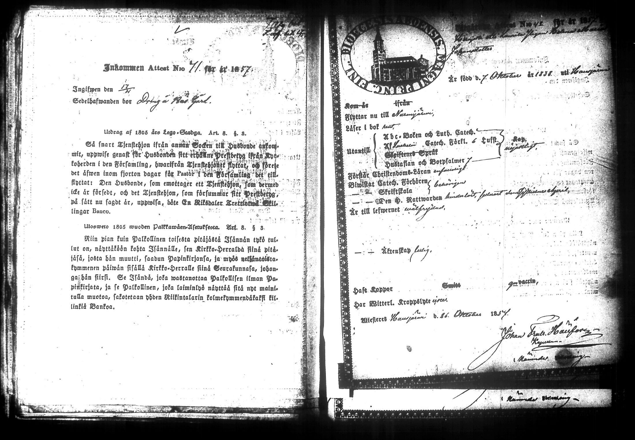 [ ../kirjat/Kirkonkirjat/nurmijarvi/muuttokirjoja_1857-1861_tk350-351/kuvat/86.jpg ]