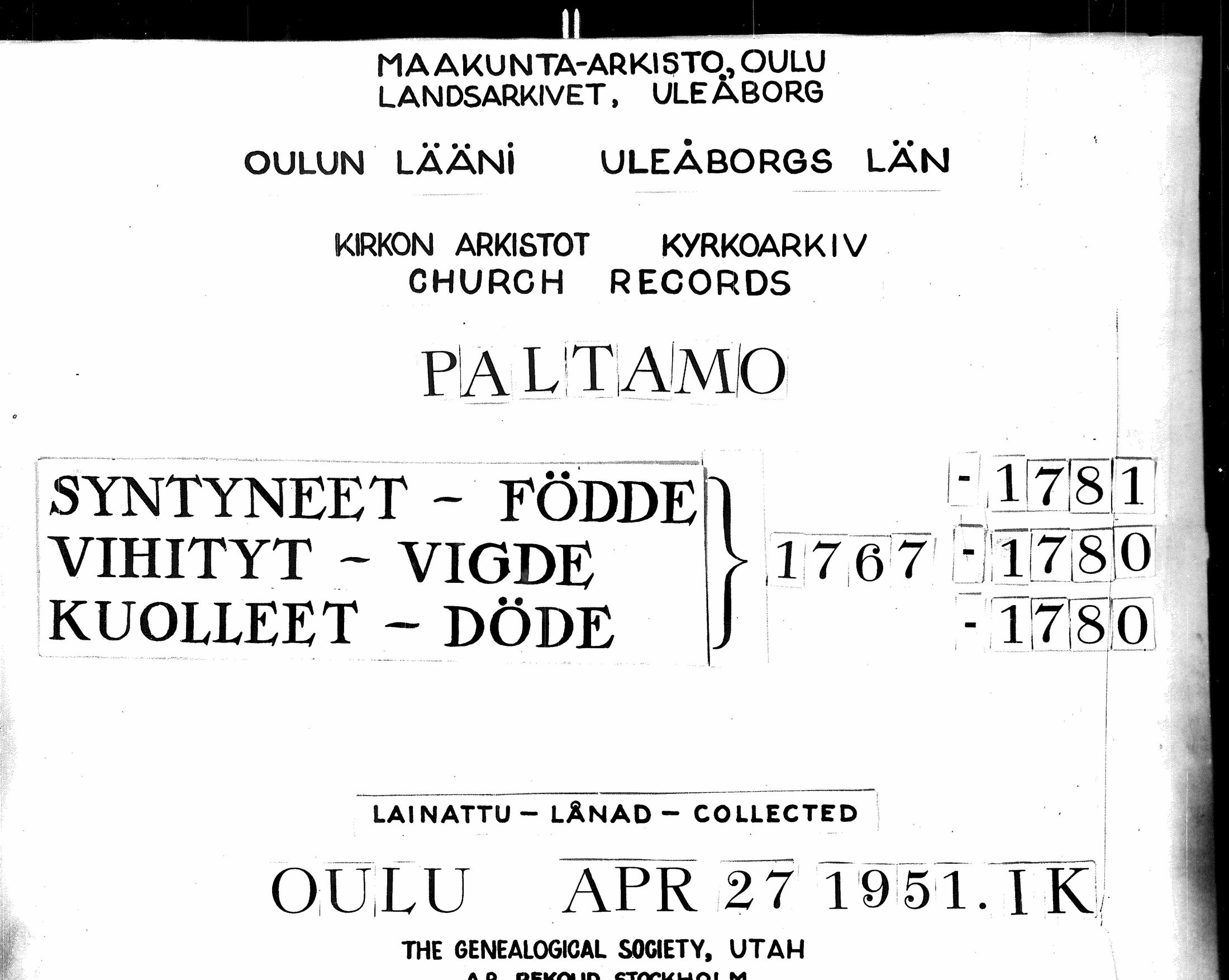 [ ../kirjat/Kirkonkirjat/paltamo/syntyneet-vihityt-kuolleet_1767-1781_ik185/kuvat/1.jpg ]