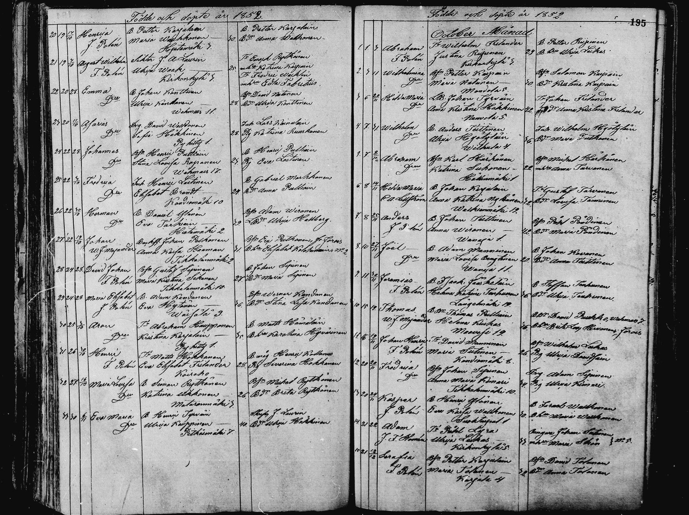 [ ../kirjat/Kirkonkirjat/pieksamaki/syntyneet_1836-1862_msrk_mko1-11/kuvat/195.jpg ]