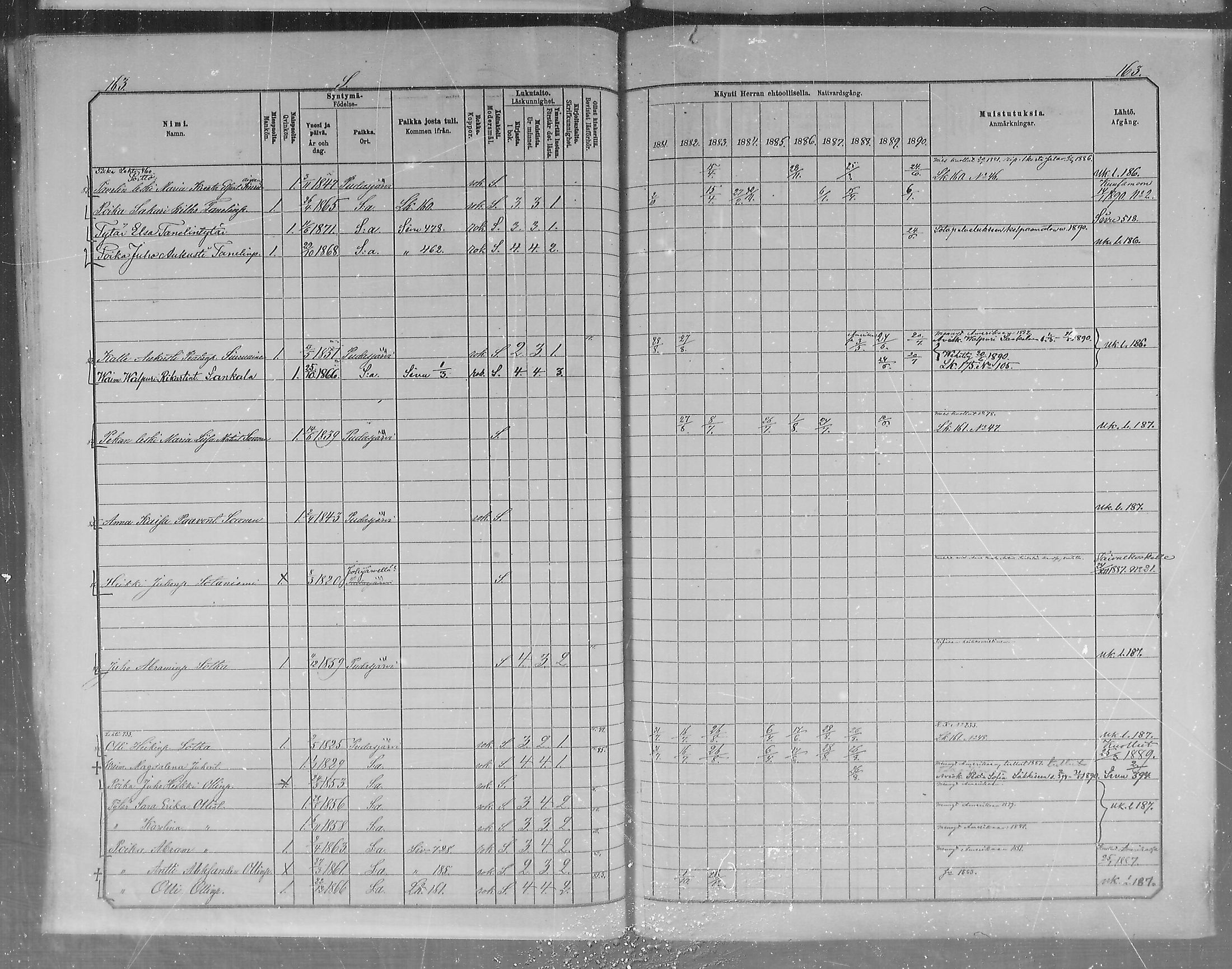 [ ../kirjat/Kirkonkirjat/pudasjarvi/rippikirja_1881-1890_mko71-77/kuvat/148.jpg ]