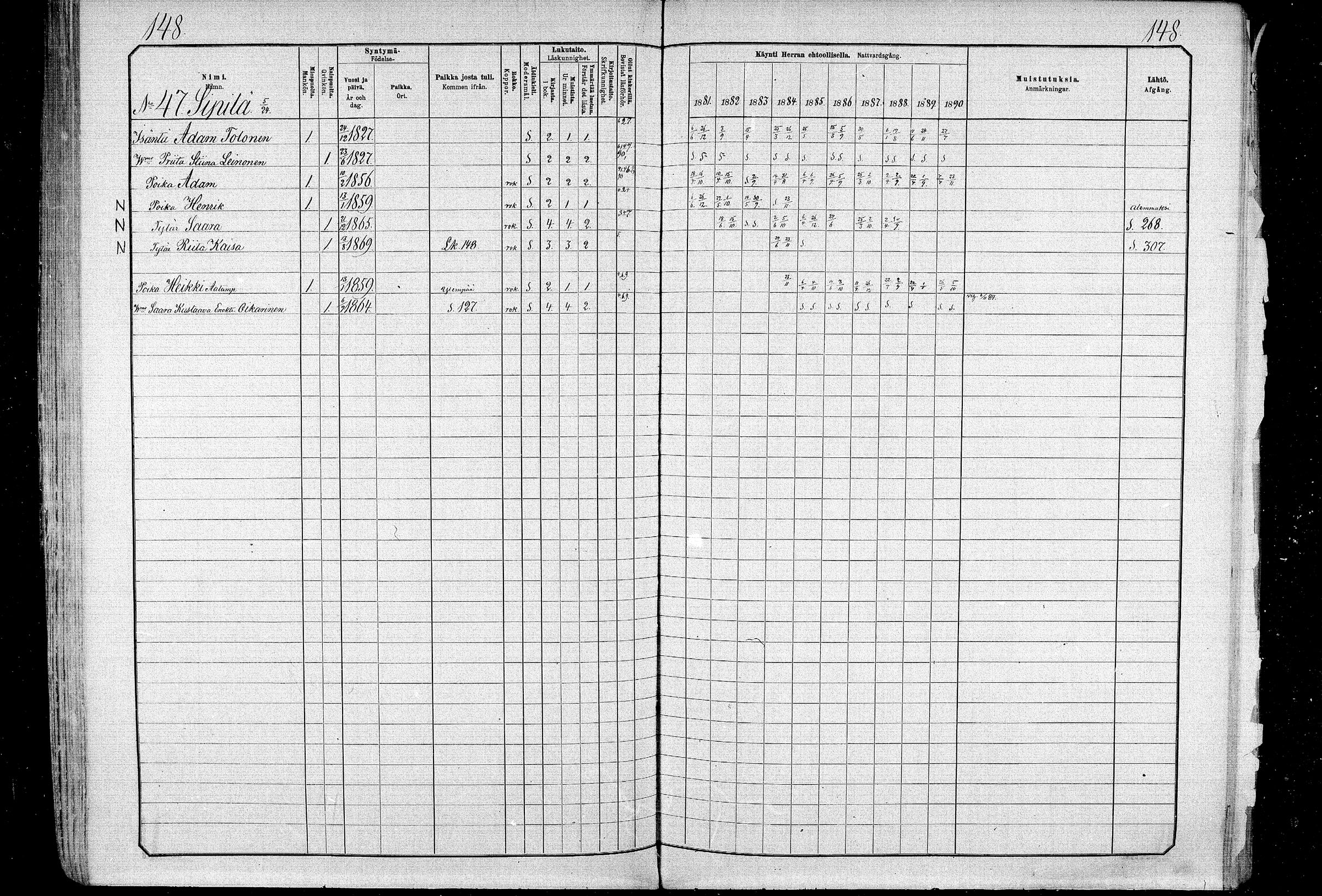 [ ../kirjat/Kirkonkirjat/ristijarvi/rippikirja_1881-1890_mko37-51/kuvat/147.jpg ]