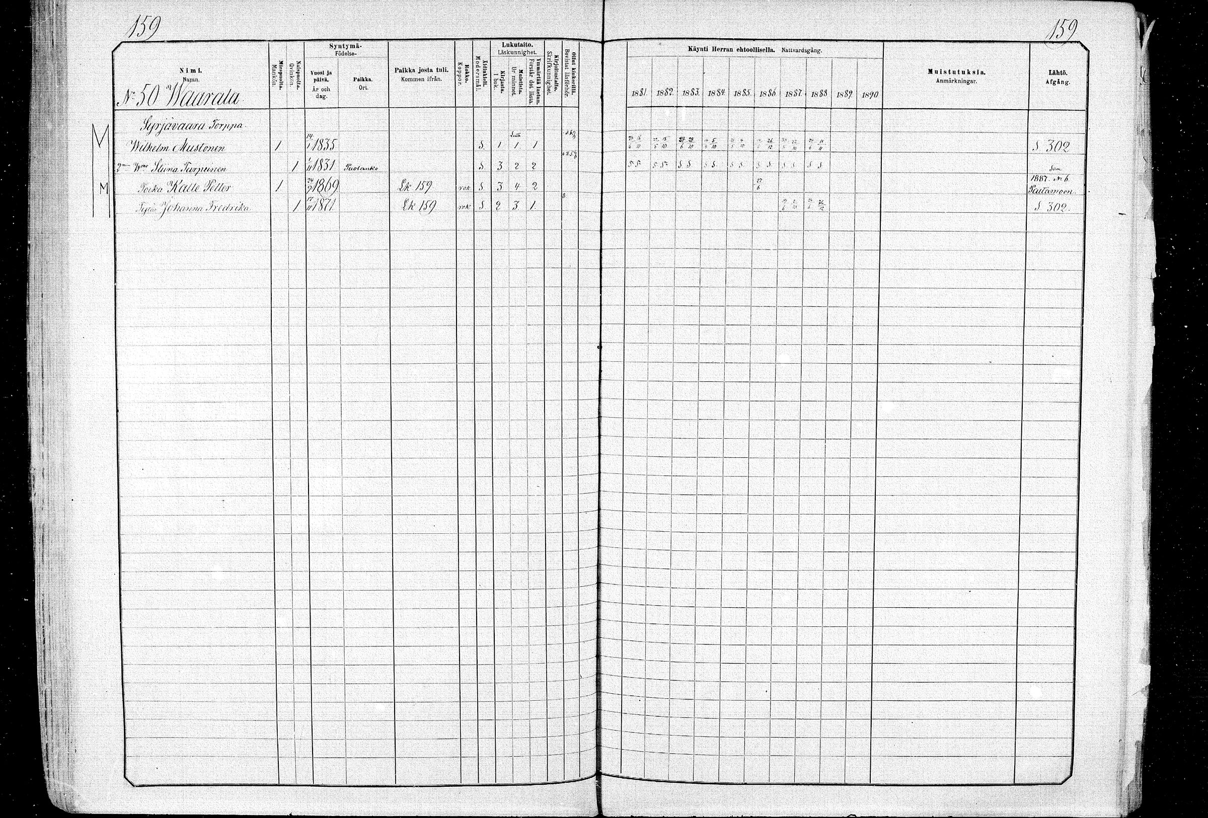 [ ../kirjat/Kirkonkirjat/ristijarvi/rippikirja_1881-1890_mko37-51/kuvat/157.jpg ]