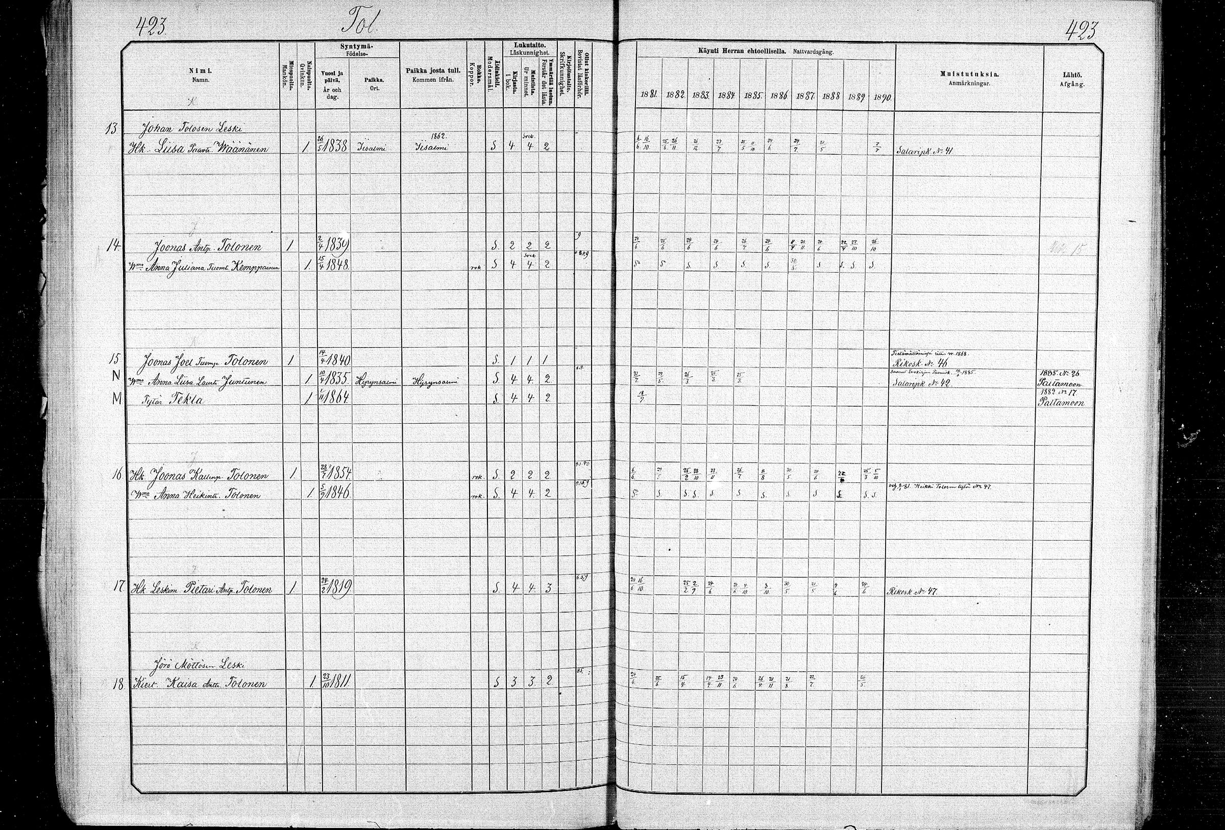 [ ../kirjat/Kirkonkirjat/ristijarvi/rippikirja_1881-1890_mko37-51/kuvat/405.jpg ]