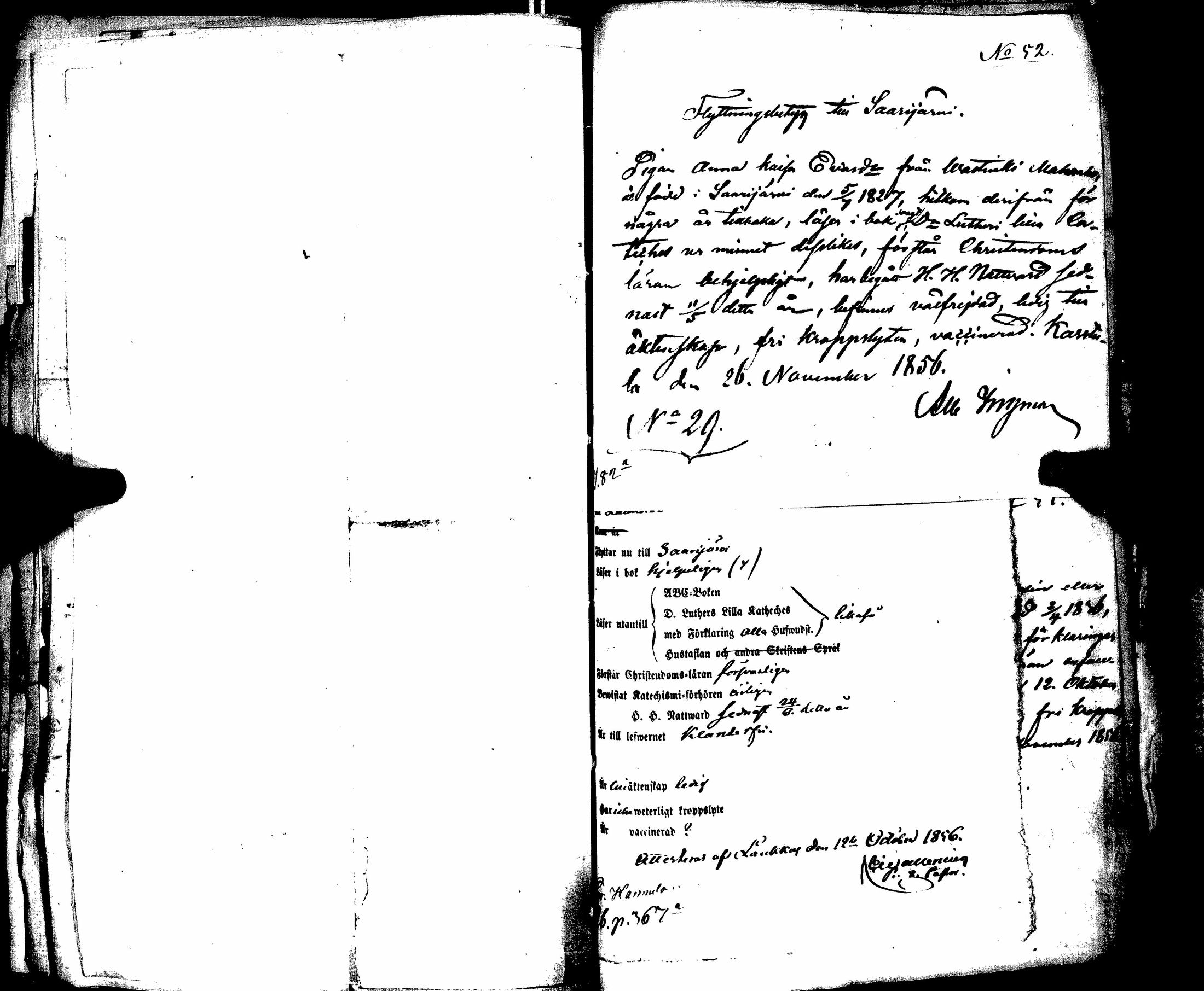 [ ../kirjat/Kirkonkirjat/saarijarvi/muuttokirjoja_1851-1861_uk630-631/kuvat/409.jpg ]