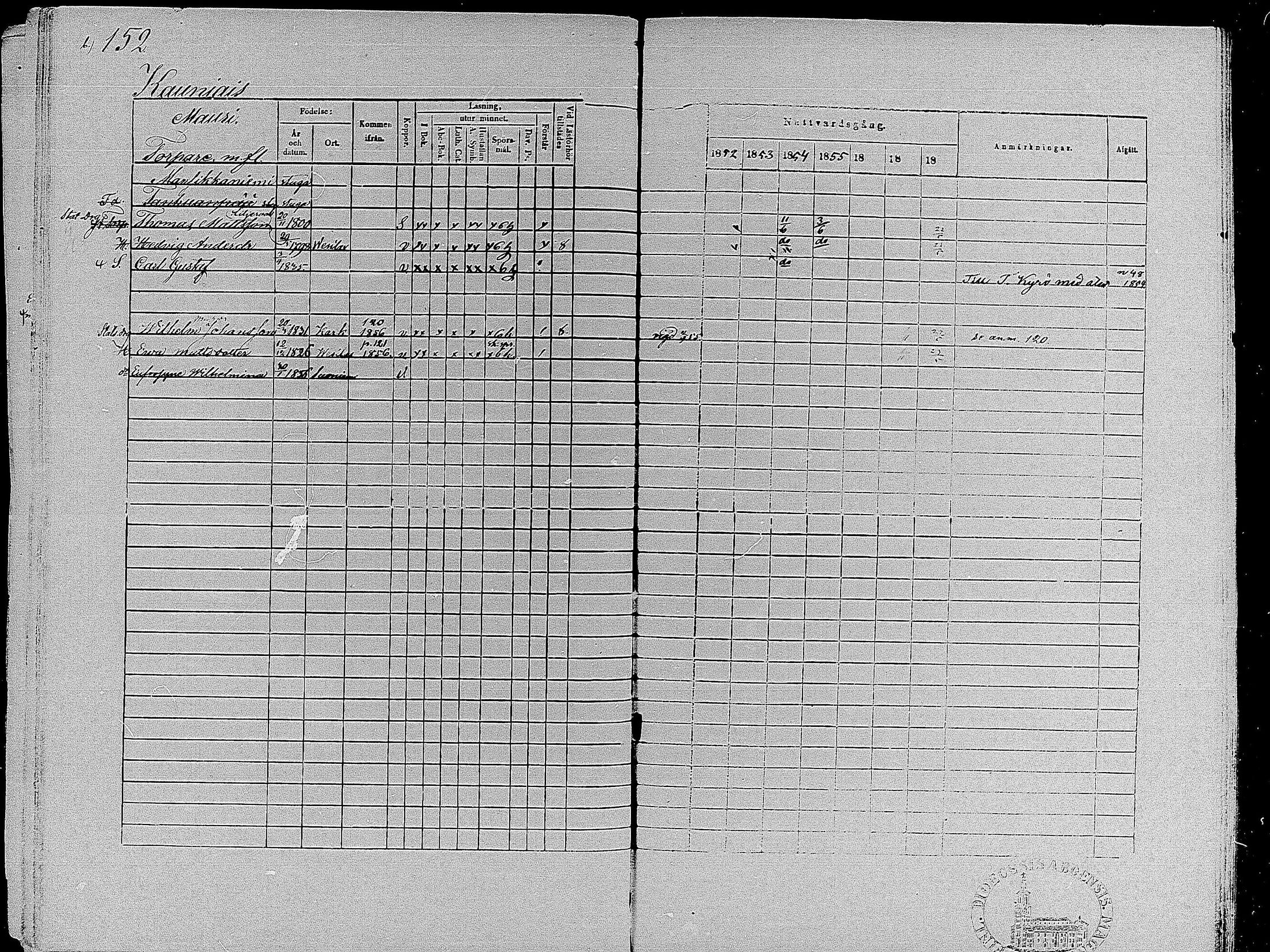 [ ../kirjat/Kirkonkirjat/suoniemi/rippikirja_1852-1858_mko8-14/kuvat/150.jpg ]