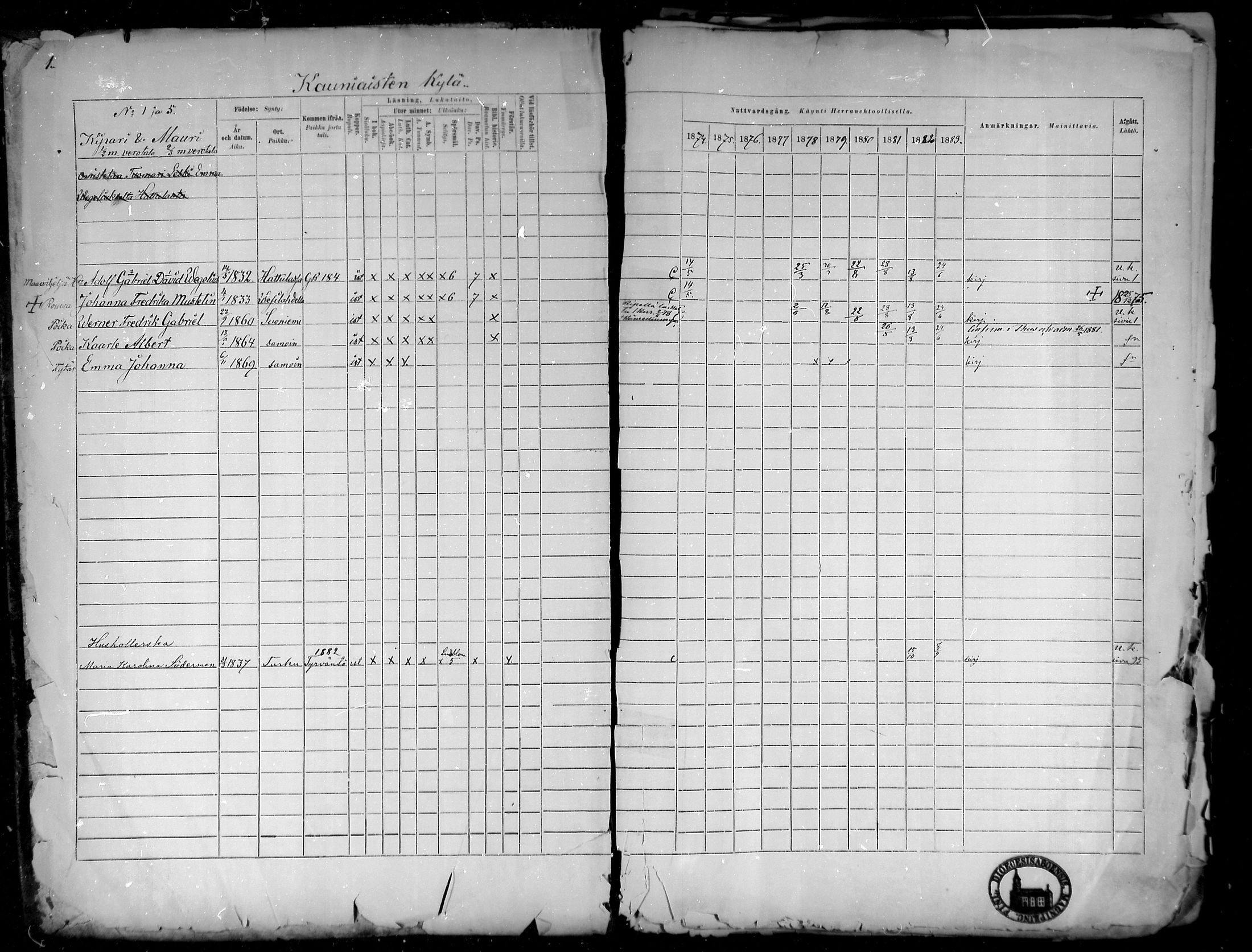 [ ../kirjat/Kirkonkirjat/suoniemi/rippikirja_1874-1883_mko30-38/kuvat/1.jpg ]