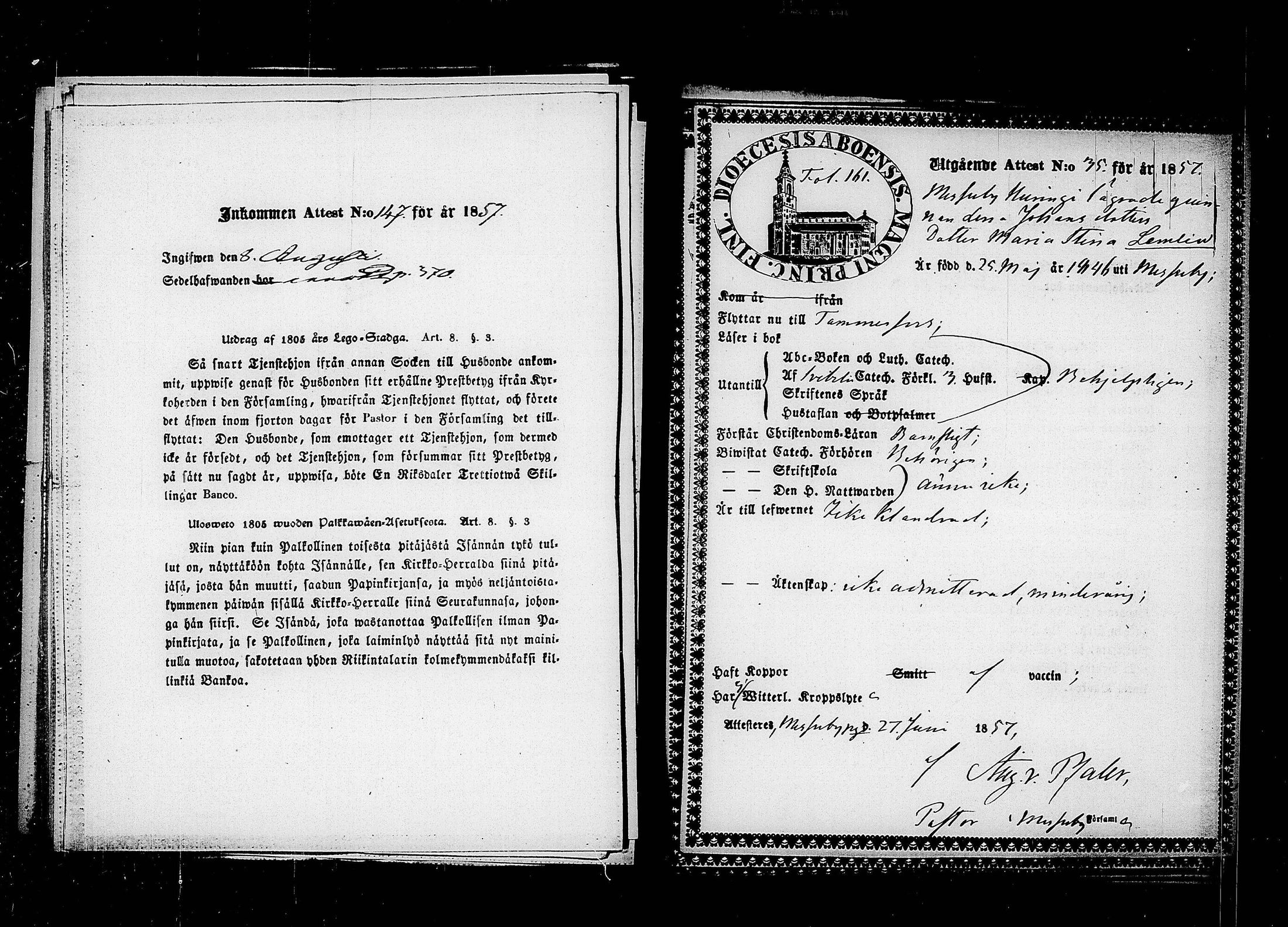 [ ../kirjat/Kirkonkirjat/tampereen_tuomiokirkkoseurakunta/muuttokirjoja_1857-1858_tk644-645/kuvat/151.jpg ]