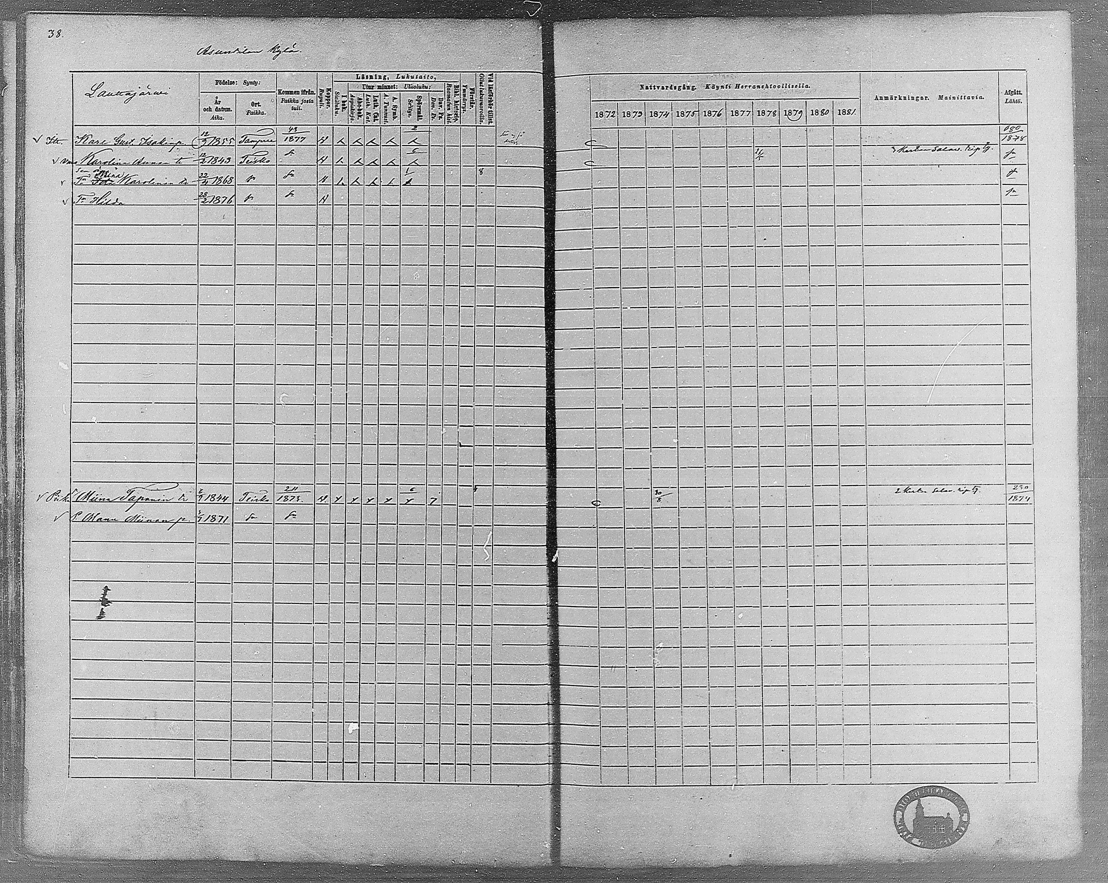 [ ../kirjat/Kirkonkirjat/teisko/rippikirja_1872-1881_mko53-74/kuvat/32.jpg ]