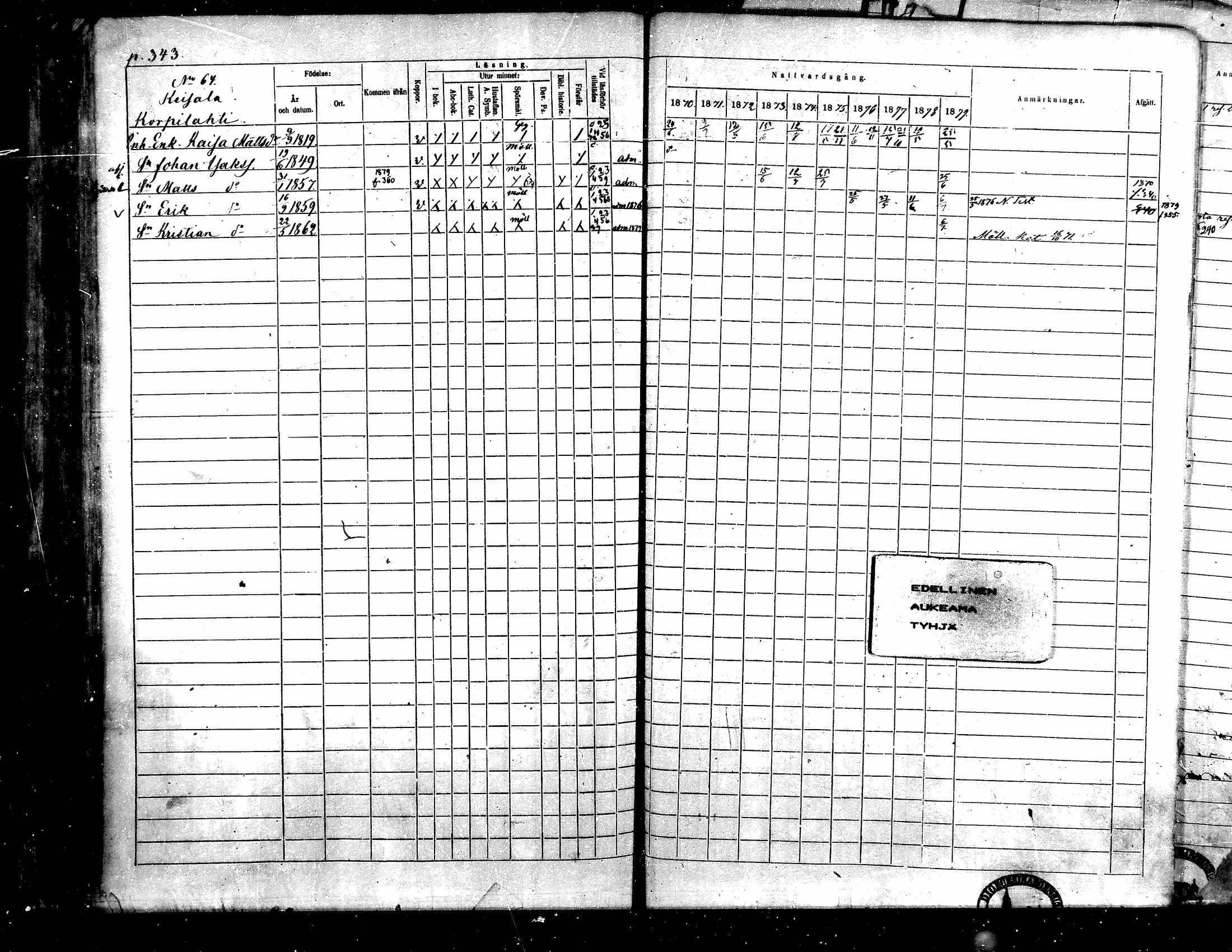 [ ../kirjat/Kirkonkirjat/toysa/rippikirja_1870-1879_mko45-57/kuvat/329.jpg ]