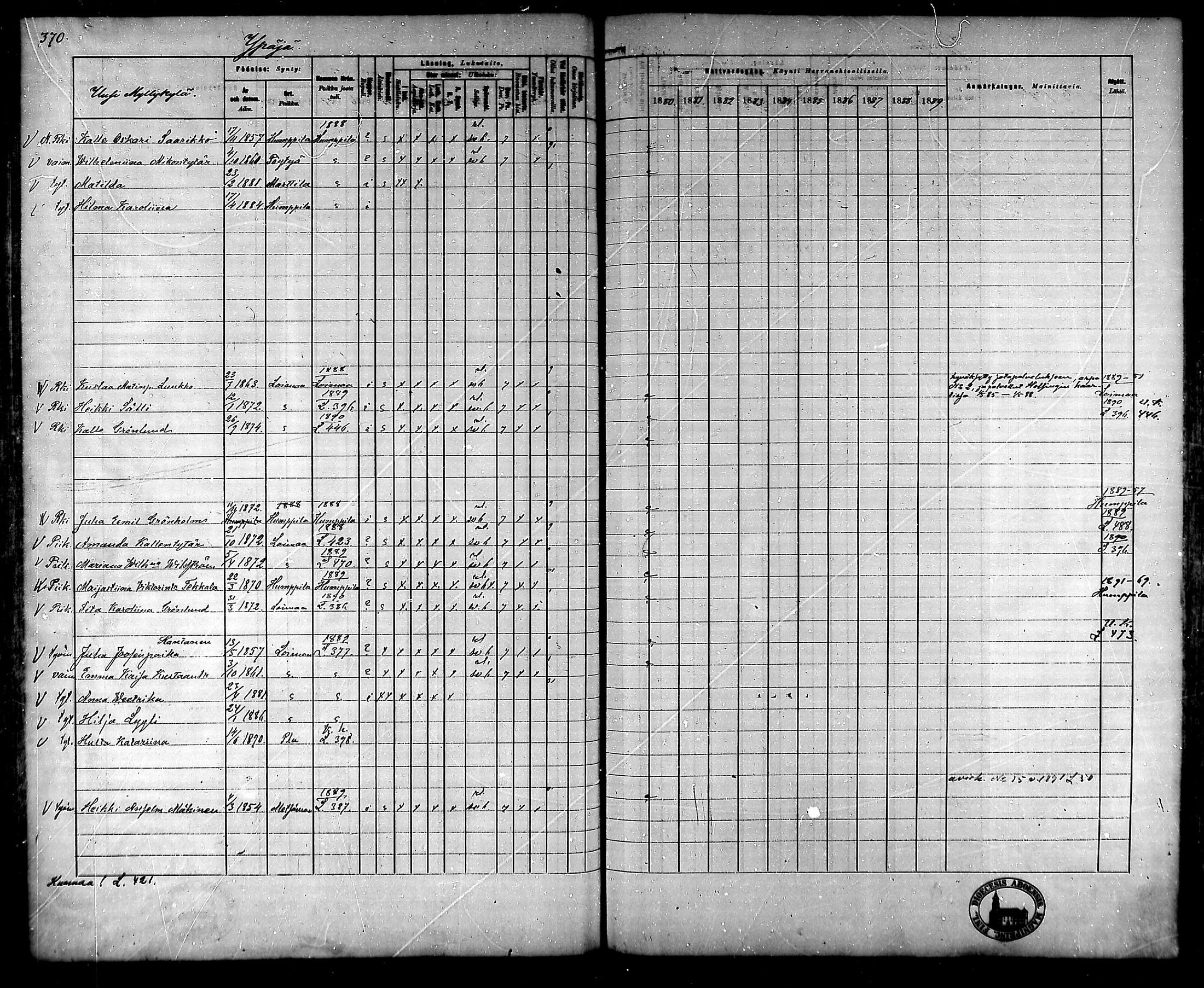 [ ../kirjat/Kirkonkirjat/ypaja/rippikirja_1880-1889_mko18-32/kuvat/313.jpg ]